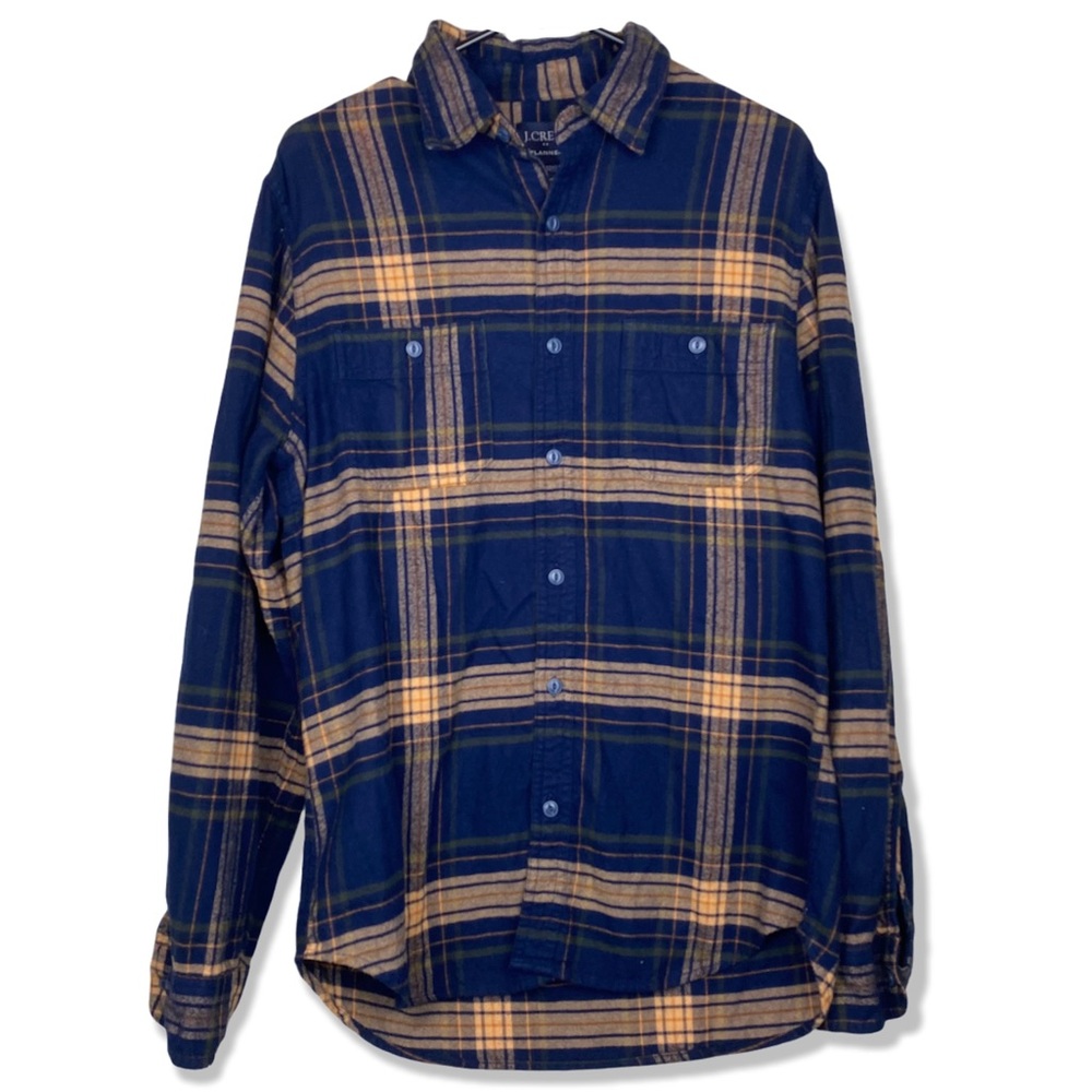 J. Crew 100% Cotton Blue, Yellow, & Green Flannel Shirt Men’s Size Medium